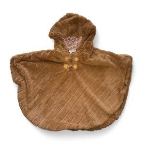 Little Lass Capelet Girl's Sz 6 Faux Fur Brown Hooded Cold Weather Kidscore Cute